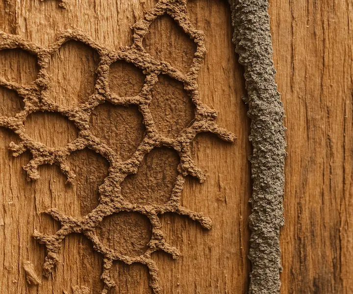 Close-up of termite damage